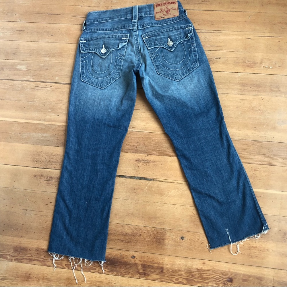 True Religion Ricky Straight Leg Raw Hem Flap Pocket Jeans Sz 28